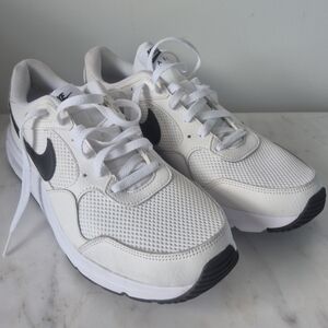 Nike Men's White Mesh Sneakers with Black Accents. Size 10